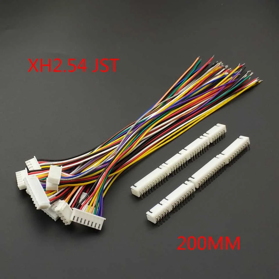 10 PCS XH 2.54 JST Connector Plug Wire Cable 20cm Long 26AWG 2/3/4/5/6/7/8/9/10/11/12P + XH 2.54 Connect Plug-in Bending Needle