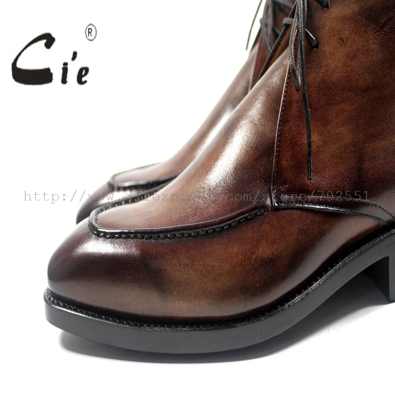 cie square plain toe bespoke leather man boot custom handmade calf leather upper inner outsole breathable ankle leather boot A33