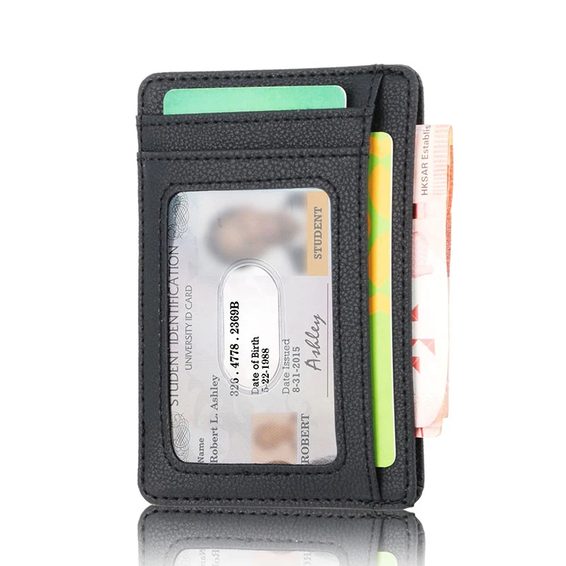 New RFID Blocking Men's Leather Wallet Slim Credit Card Holder Business Male Portable Mini Travel Purse For Man