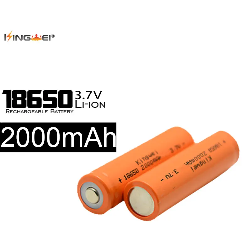 100pcs/lot Kingwei 2000mah Brand 18650 Batteries 3.7v  Rechargeable Bateria For Laser Pen Flashlight Battery for Powerbank