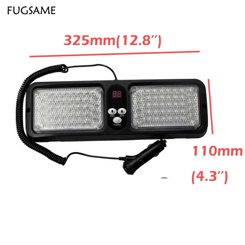 FUGSAME Super Bright 86 LED Car Truck Visor Strobe Flash Panel Warning Lighting 12Flashing Universal