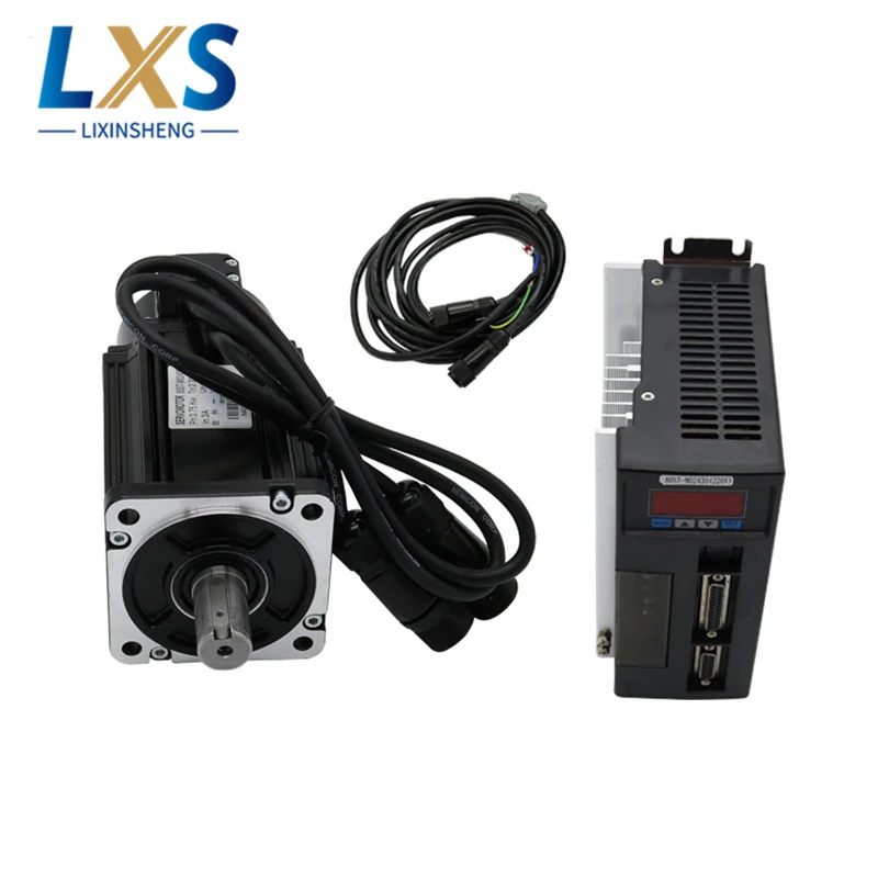 80ST-M02430 Servo Motor 220V 0.75W 3000RPM 2.4N.M Single-Phase AC Servo Motor Matched Driver With 3M Cable