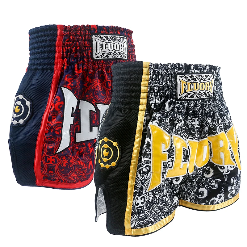 unisex printing flower muay thai shorts retro mma shorts kick boxing pants