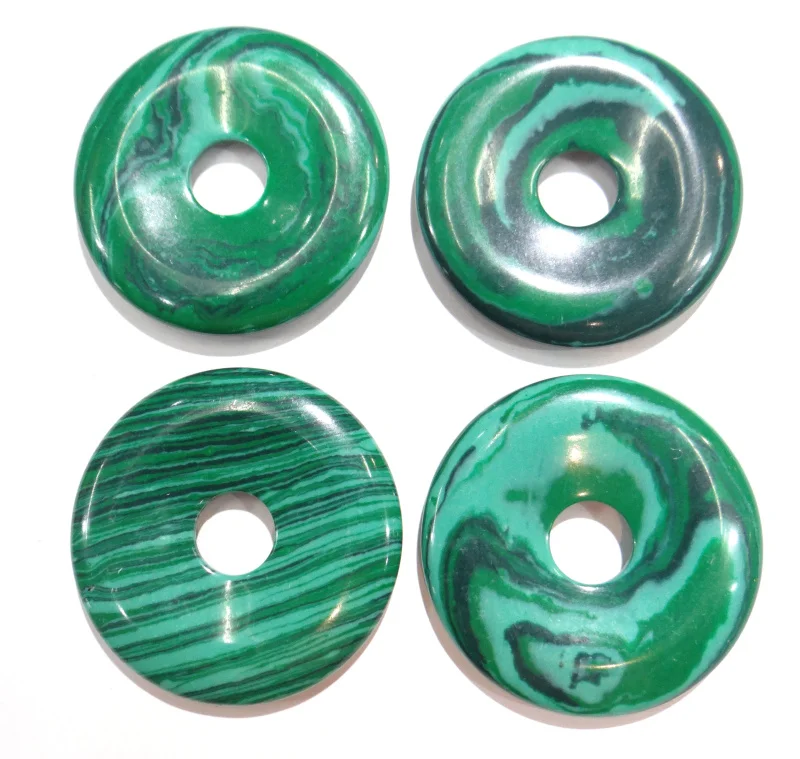 

Wholesale 15pcs Mix Natural Stone Malachite Circle Donut Charms Pendants 35mm for Jewelry Making Necklace Charms Accessories