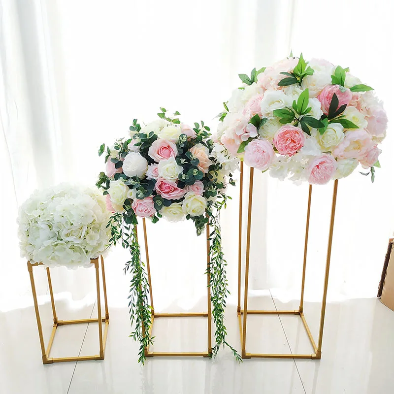 White Flower Metal Road Wedding Road Lead Frame T Stage Decoration Flower Home / Wedding Hall Decoration