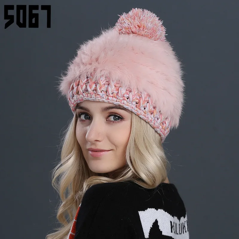 

Lady Winter Warm Hat Adult Fur Warm Cap Season Leisure Joker Keep Warm Winter Earmuffs Rabbit Hair Knitted Cap Adjust A63