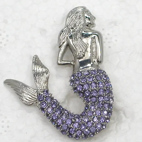 60pcs/lot Mixed Color (Can Notes Color) Wholesale Fashion Mermaid Brooch Rhinestone Pin brooches Pendant C101824