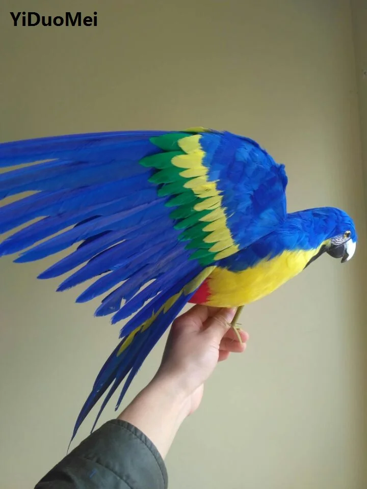 artificial bird large 45x60cm colourful blue feathers parrot bird handicraft,prop,home garden decoration gift p1988