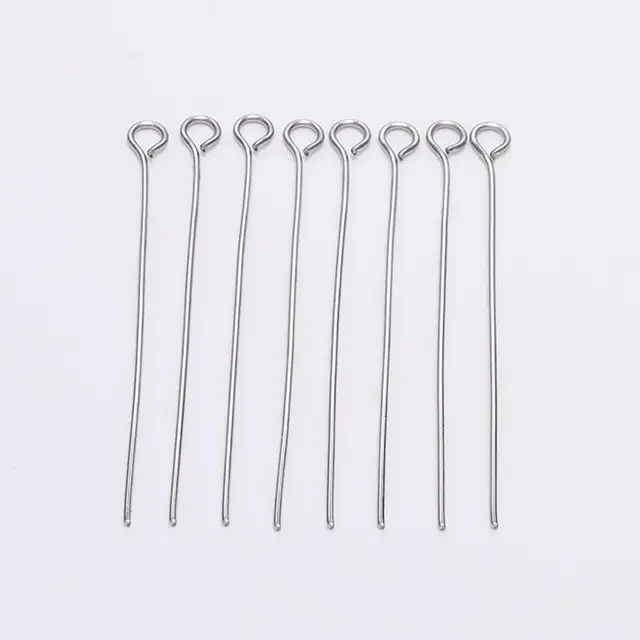 100 sztuk ze stali nierdzewnej szpilki z główką w kształcie oka metalowe szpilki z oczkiem do tworzenia biżuterii Diy kolczyki wisiorek biżuteria szpilki dostaw