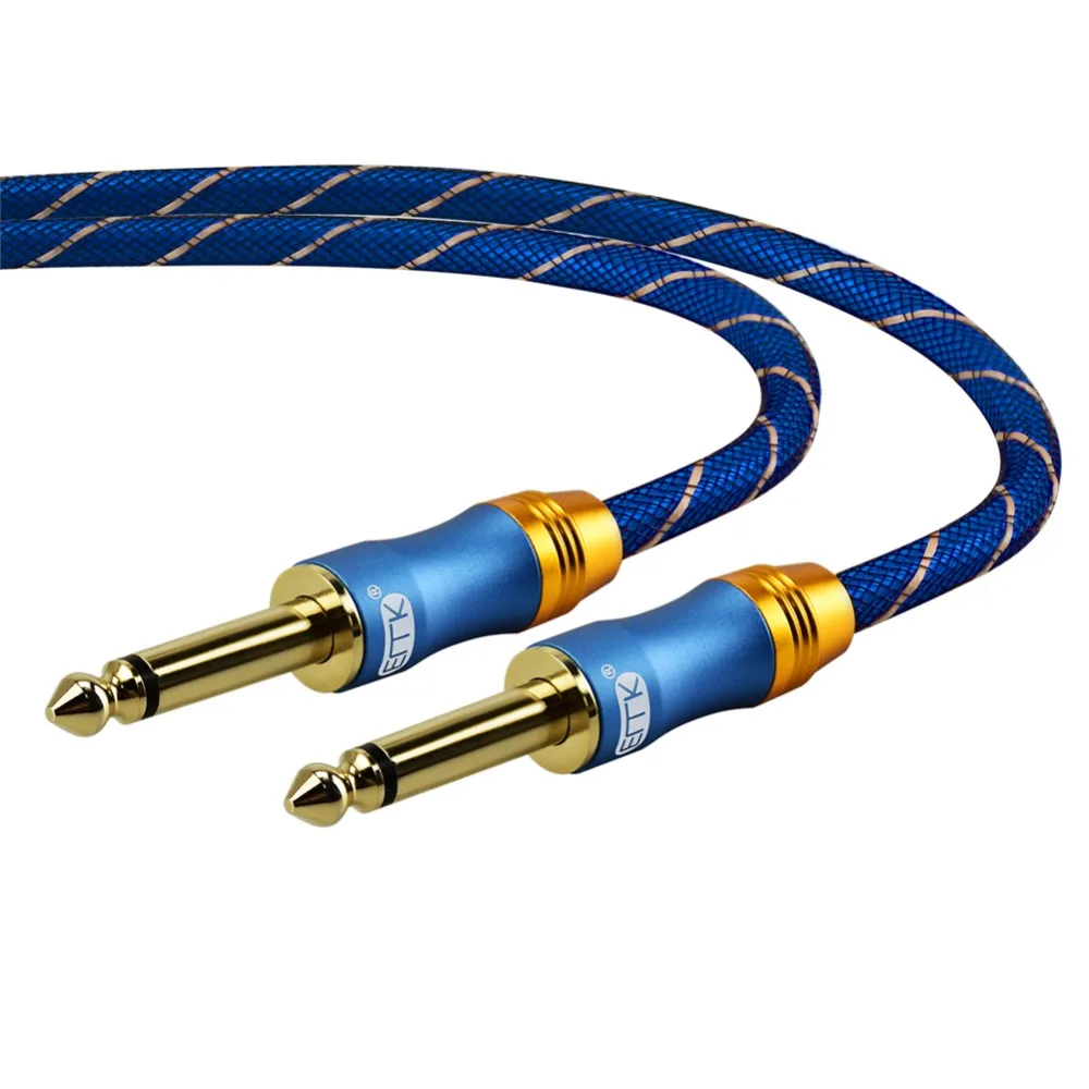 Kabel Audio EMK Mono 6.35mm 6.3 1/4 kabel typu Jack nylonu pleciony przewód z męskiego na męskie 6.5 TS 1m 5m 10m do gitary, wzmacniacz miksujący