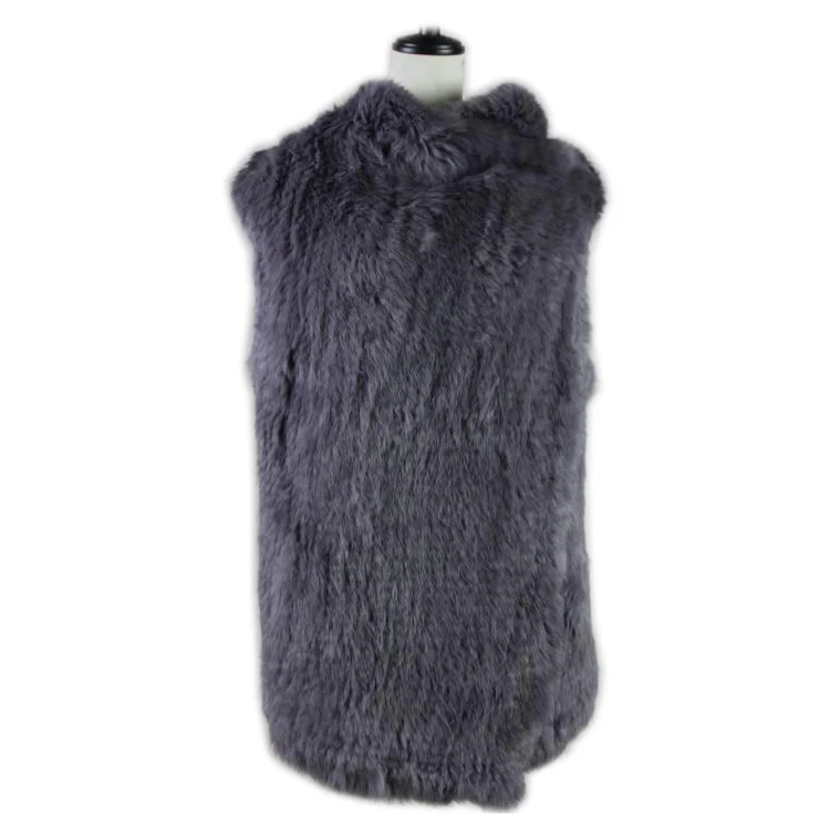 natural rabbit fur knitted long vest gilet girls waterfall big coat  Women Knitted Rabbit Fur Jacket Winter Warm long Style