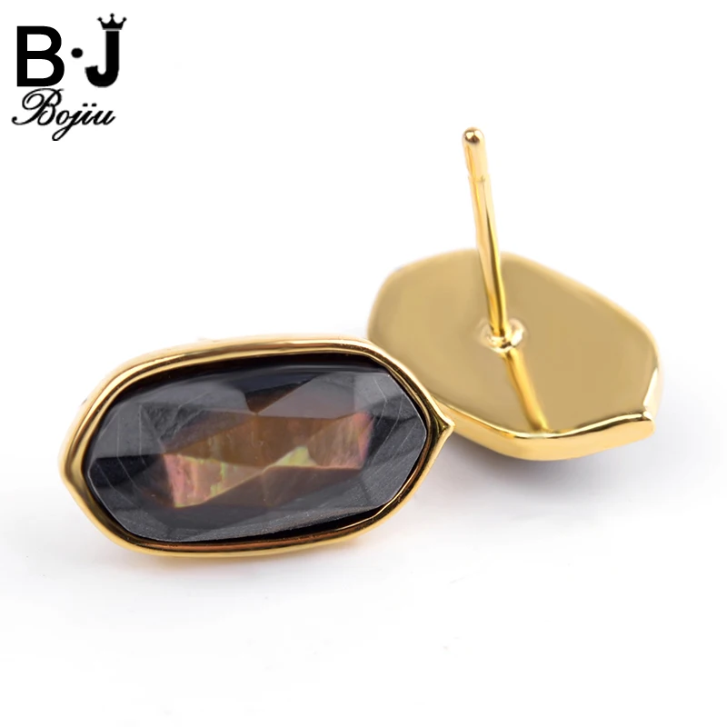 Bojiu New Earrings For Women Top Black Shell Alloy Metal Stud Earrings Fashion Male Female Jewelry Christmas Gifts EA030