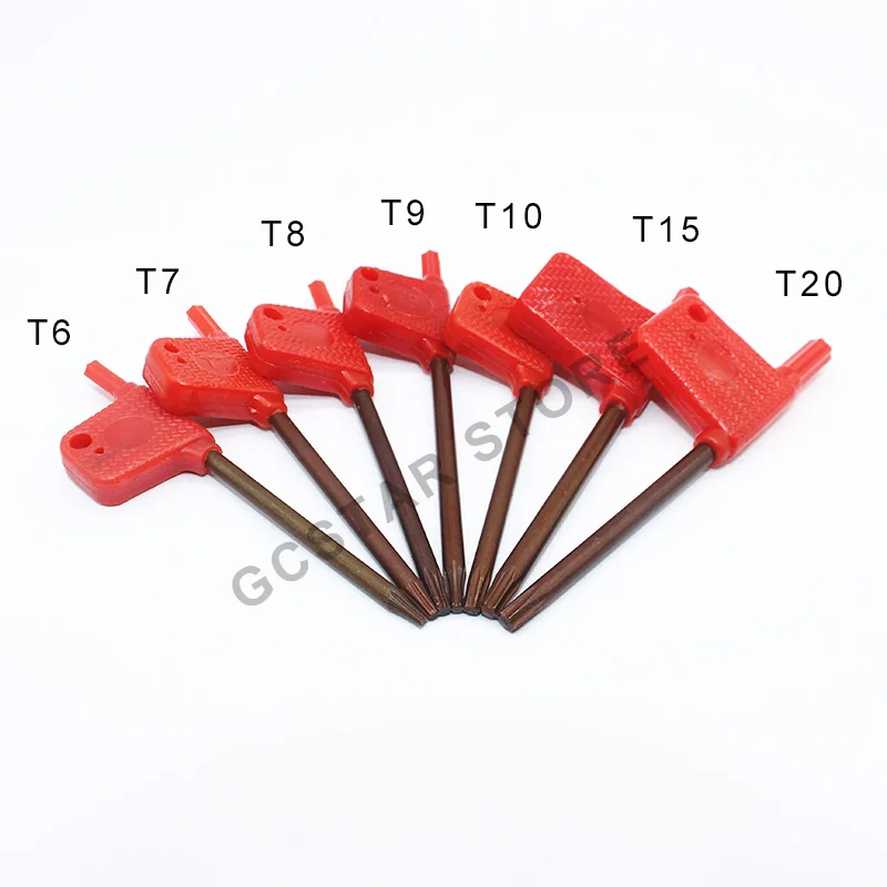 10pcs Red Flag Torx Wrench T6 T7 T8 T9 T10 T15 T20 Screw wrench Machine Tool Accessories Components