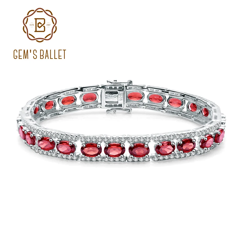 

Gem's Ballet 925 Sterling Silver Bracelet 16.80Ct Natural Red Garnet Gemstone Bracelets & Bangles For Women Wedding Fine Jewelry