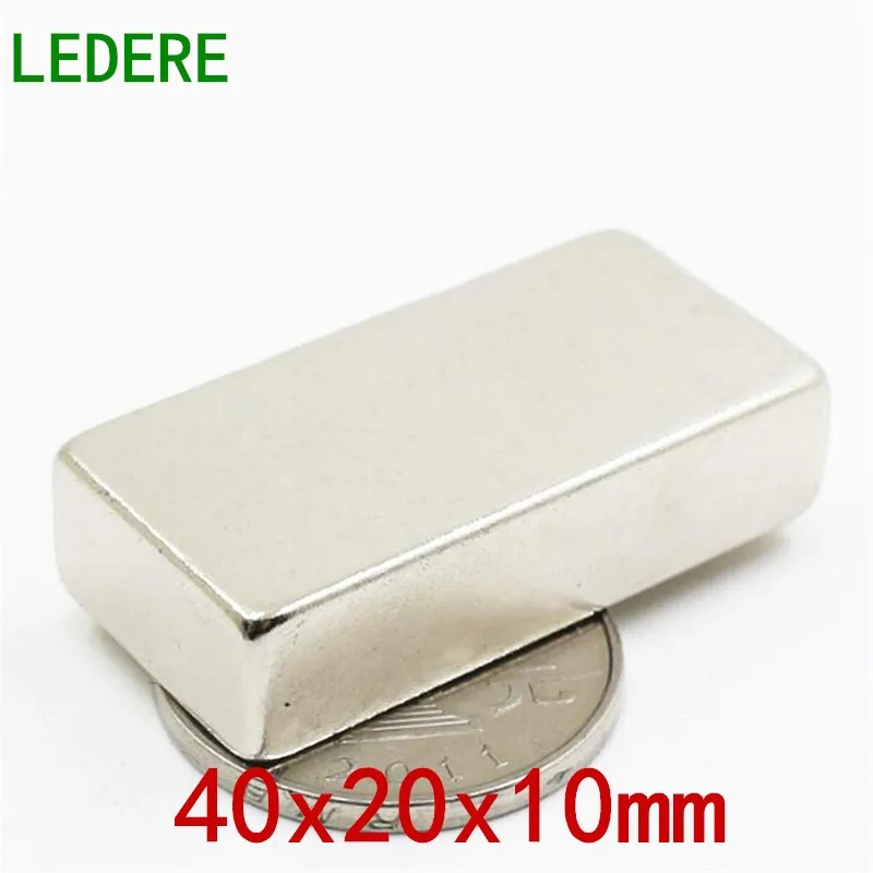 LEDERE 2pc Super Strong 40x20x10  Block Neodymium Magnet Rare Earth 40*20*10 40 x 20 x 10 mm 40mm*20mm*10mm