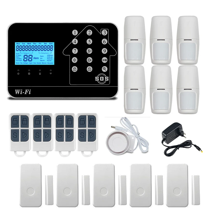 WIFI GSM Alarm System Home Security Android IOS APP Wireless  PIR Motion Detector Sensor PSTN Burglar Alarm System Kit