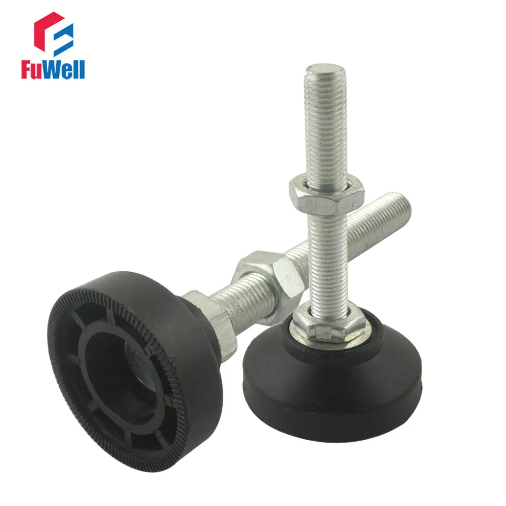 

2pcs M16/M20 Thread Adjustable Foot Cups Reinforced Nylon Base 80mm Dia. Articulated Feet 100/120/150mm Thread Leveling Foot