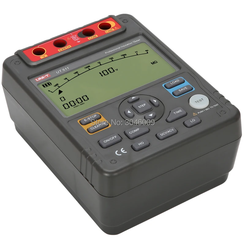 UNI-T UT511 Insulation Resistance Tester 1000V Automatic Range Digital Megohmmeter Data Storage Polarization Index LCD Backlight