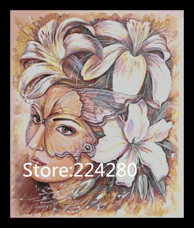 

Needlework,Girl with mask Personality Cross stitch kits,Bricolage for Embroidery Decor Patterns 14CTCross-Stitching,DIY Handmade