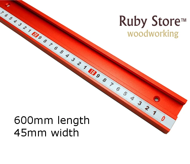 600mm Standard Aluminium T-track 45mm Width with Self Adhesive Metric Scale