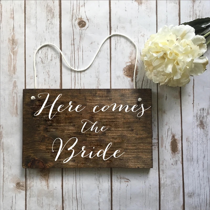 Wedding Here comes the Bride Sign Ringer Bearer, Flower Girl  Wedding Stickers Vinyl Removable Waterproof decal