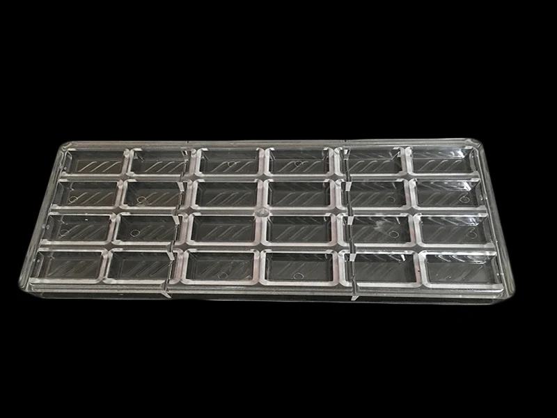 Unique Design 24 Cavities Rectangle Cube Chocolate Bar With 3 Lines shape PC Polycarbonate Choaolate Mould Hard plastic Mold