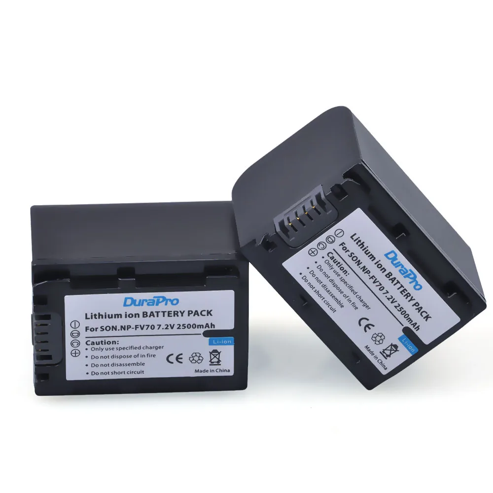 2Pcs DuraPro NP-FV70 NP FV70 Camera Battery for SONY HDR XR550E XR350E XR150E CX550E CX350E CX150E DCR-SR68E SX83E SX63E SX43E