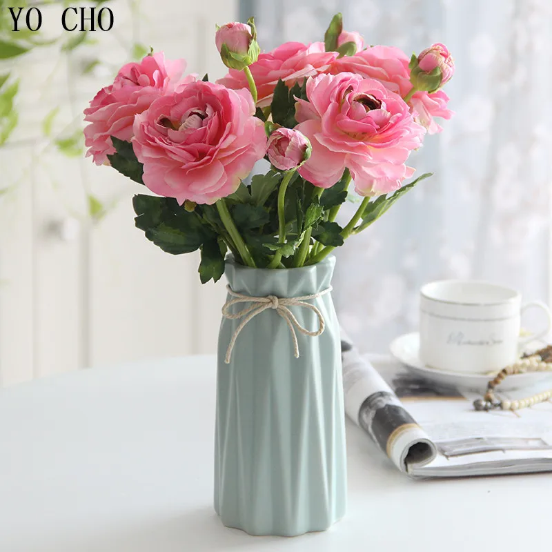 YO CHO  Silk Rose Leaves Artificial Flower  Peony Bouquet  Fake Flowers  Wedding  Home Party Decoration  European Style