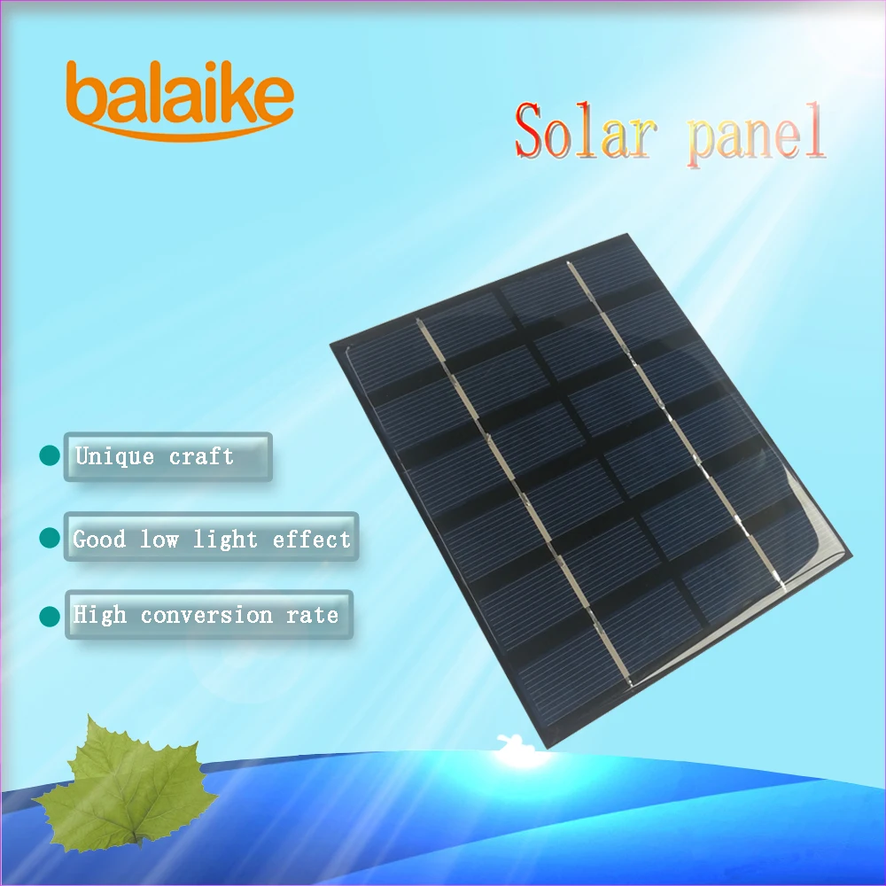 Balaike Solar Panel 5V 6V Solar System For DIY Battery Cell Phone Chargers DIY toy Silicon Sunpower LED street light 2.25W 2.4W