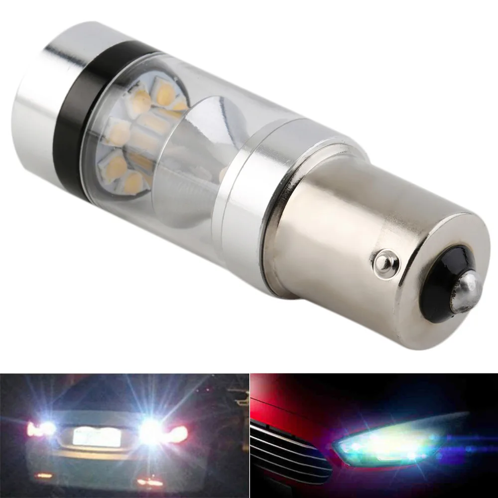 2Pcs Super Bright 100W 1156 LED Reverse Vehicle Car Head Light Driving Light 20 SMD Car Fog Light 360 Degree Stop Light