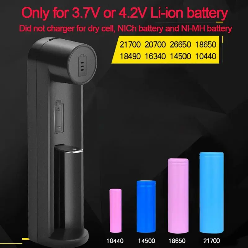 Universal USB Rechargeable Battery Charger for 3.7V Li-ion 17500/17670/18350/18500/18650/18700/22650/25500/26650 Battery Cells