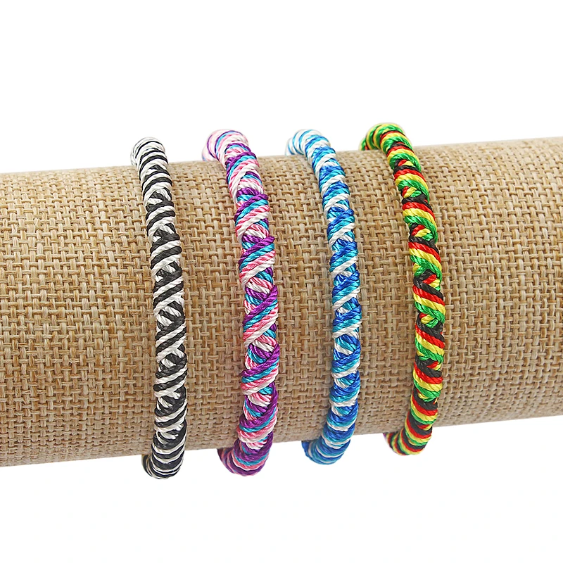 4Pcs Brazilian Woven Friendship Bracelet Handmade Braided String Adjustable Bulk Bracelet for Women Kids Girls