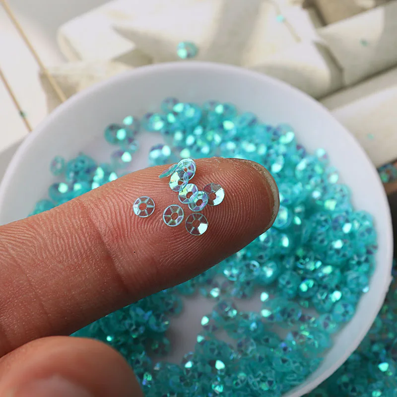 10g/pack 3mm Cup PVC Round Transparent Crystal Loose Sequins Sewing Wedding Craft Women Kids DIY Garment Nail Accessories