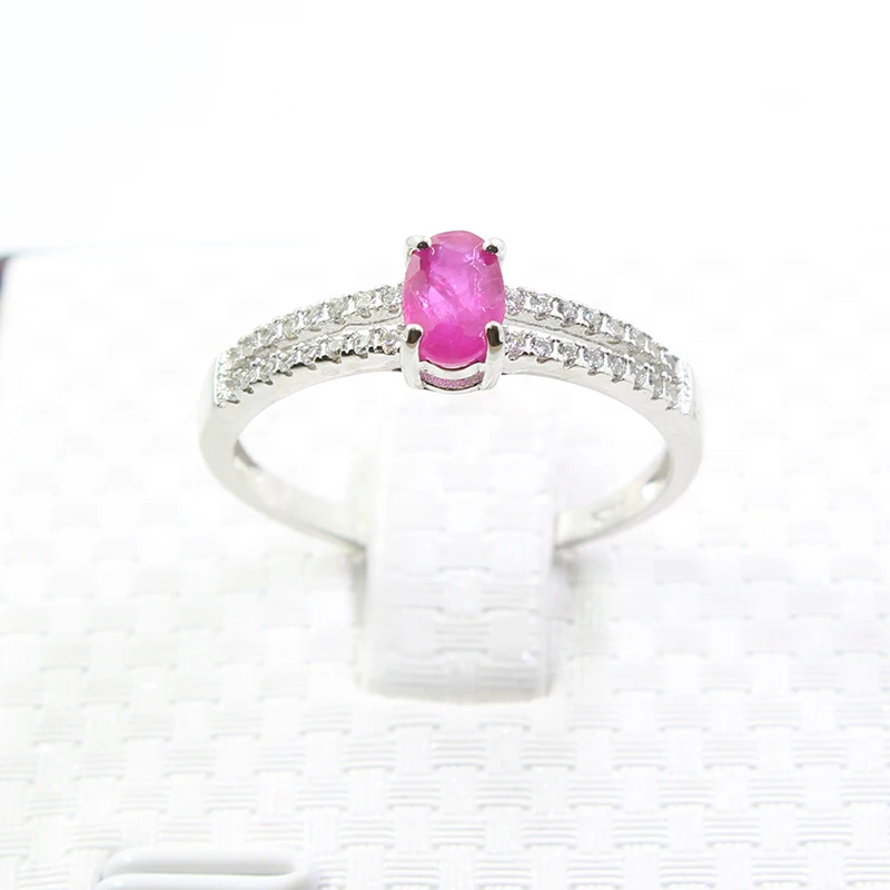 Classic silver ruby ring for wedding 0.4 ct 4 mm * 6 mm natural ruby gemstone silver ring solid 925 sterling silver ruby ring