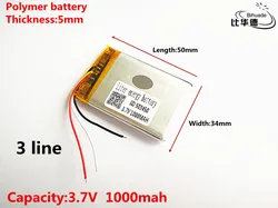 3 linii dobrej jakości 3.7 V, 1000 mAH, 503450, polimerowa bateria litowo-jonowa/akumulator litowo-jonowy do TOY, POWER BANK, GPS, mp3, mp4