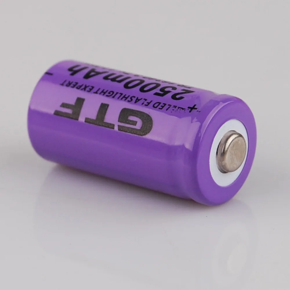 GTF 16340 2500mAh 3.7V akumulatory litowo-jonowe do latarki czołowej 2500MAH pojemność 16340 baterie litowe