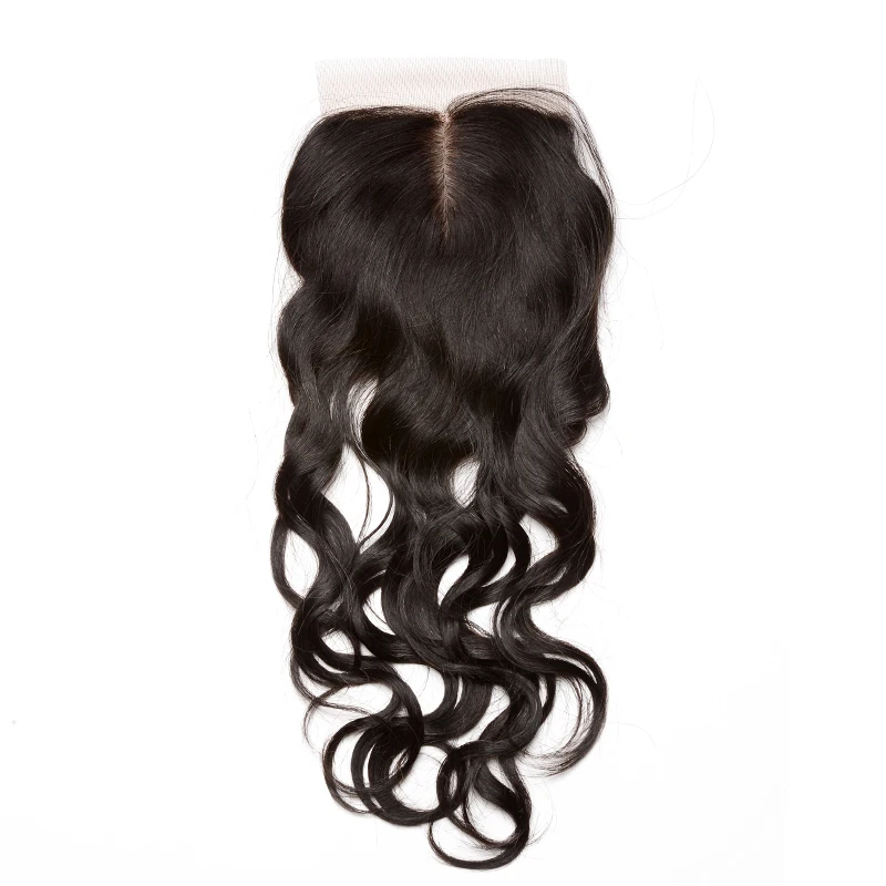 Silk Base Closure Malaysia Water Wave 100% Human Hair With Baby Hair Hidden Knots Closure Brown Lace Dolago Virgin Hair