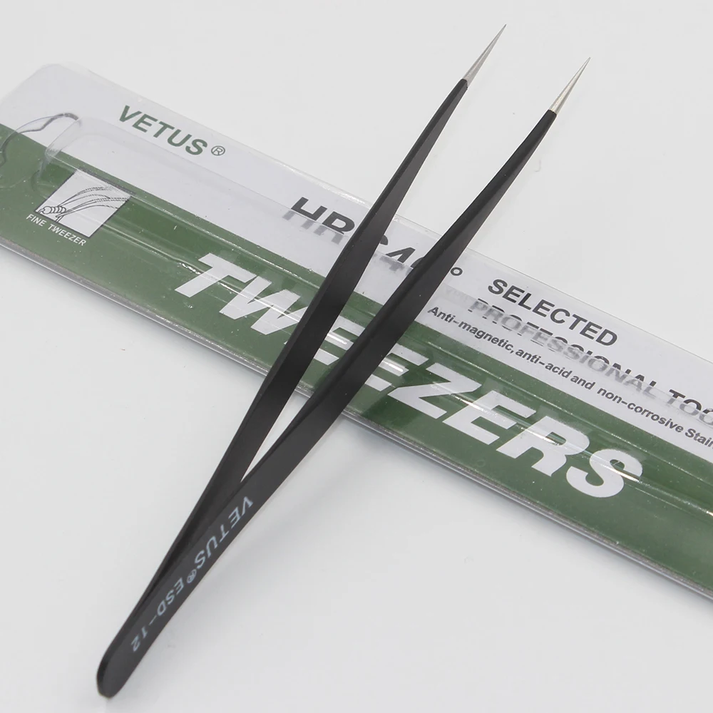 2pcs ESD-12 BGA Precision Tweezer Set Antistatic Tweezers