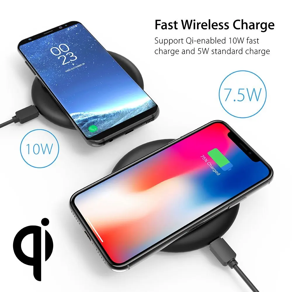 10W Qi Wireless Charger Station for Samsung S8/S8+/S7 Fast Wireless Charging for iPhone X 8 Nexus5 Lumia USB Quick Charger Pad