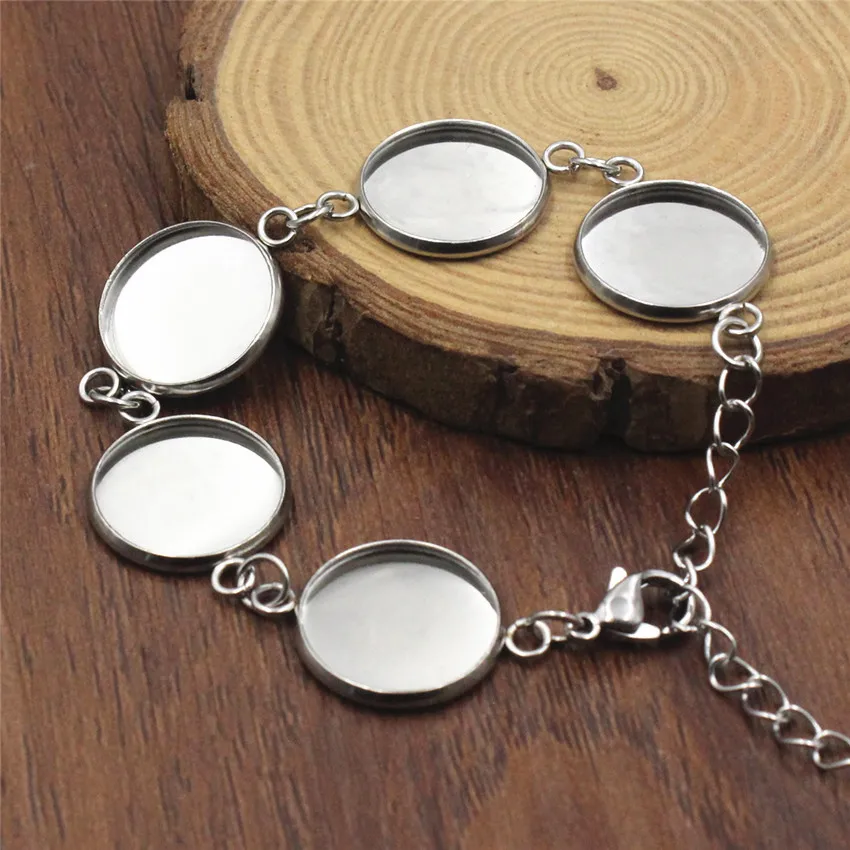 Pasuje do 10mm 12mm 14mm 16mm 18mm 20mm Okrągła bransoletka ze stali nierdzewnej Pusta podstawa bezelowa do kaboszonów DIY Bangle Making 2 nici