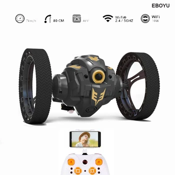 EBOYU Updated RH805A 2.4G WiFi FPV 720P HD camera RC jumping car jump high stunt car music LED headlights RC bounce car gift toy