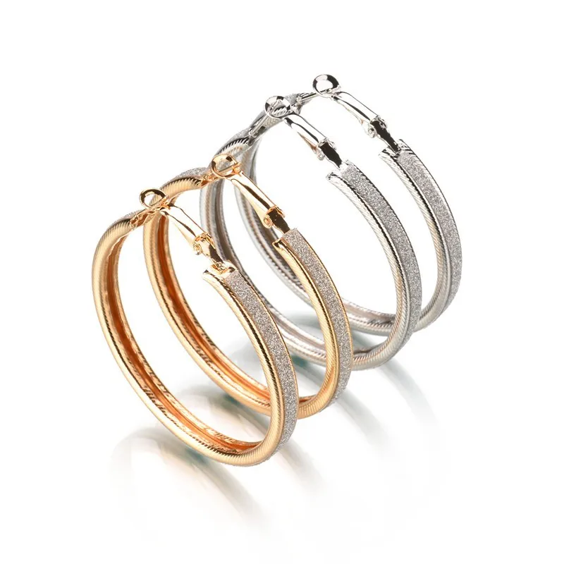 2017 New Trend Big Rock And Roll Nightclub Exaggerated Matte Round Earrings Jewelry, Gold Retro Party Female Jewelry Gift