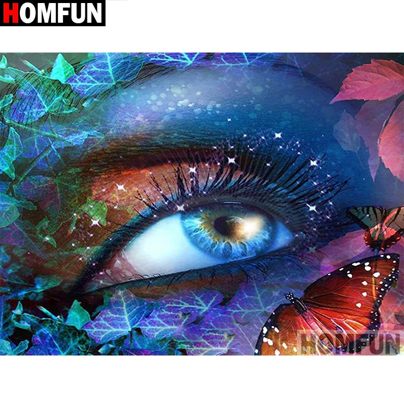 

HOMFUN Full Square/Round Drill 5D DIY Diamond Painting "butterfly eye" 3D Diamond Embroidery Cross Stitch Home Decor A19326