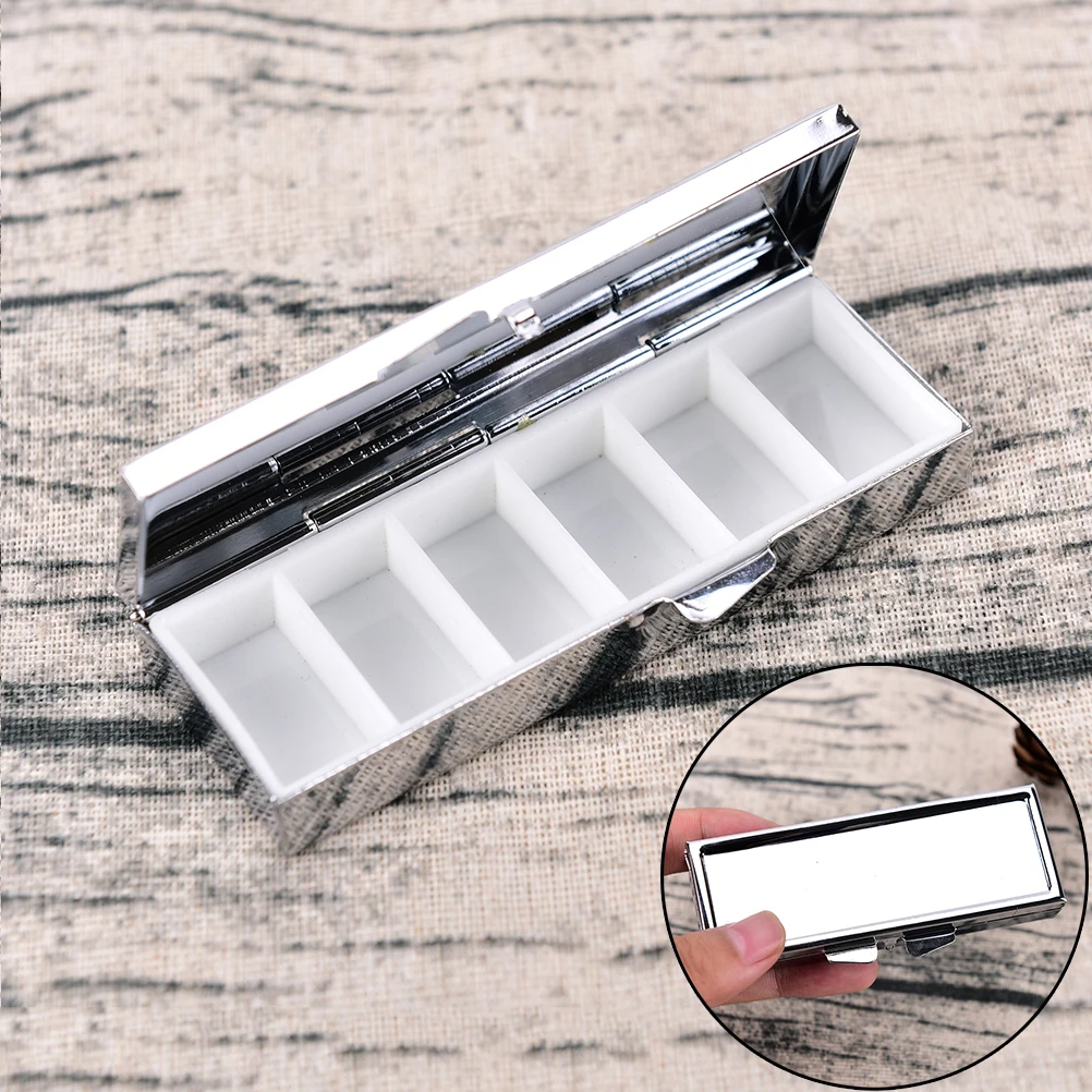 1pcs Travel Essential Pill Splitters 85*35*15mm 6 Grid Folding pill case container for Medicines Organizer Pill box