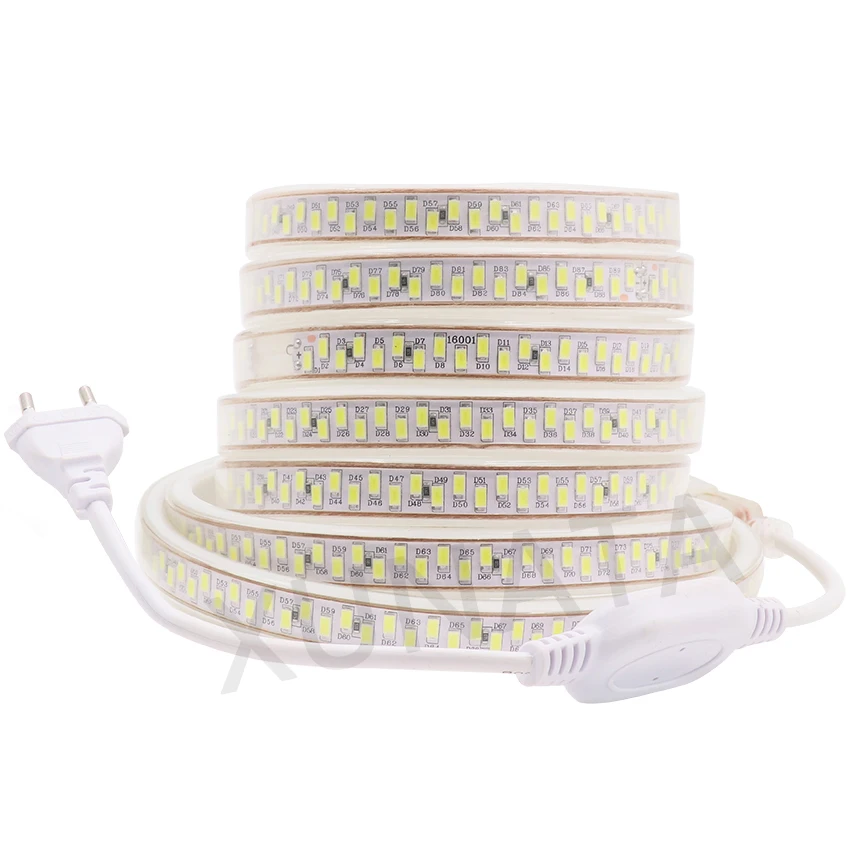 Taśma led SMD 5730 220v 230V 180 leds/m Flex IP67 wodoodporna lina led 5630 1m 2m 5m 10m 20m 50m 100m + wyłącznik ściemniacza ue wtyczka