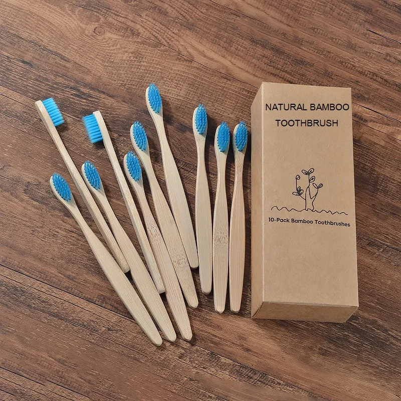 10Pcs Bamboo Toothbrush Eco Friendly Wooden Tooth Brush BPA Free Soft Bristle Tip Charcoal Adults Oral Care Toothbrushes