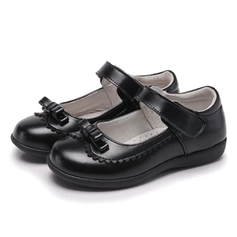 Zapatos de cuero para niños y niñas, calzado escolar para estudiantes, color negro, 4, 5, 6, 7, 8, 9, 10, 11, 12, 13-16T, primavera y otoño