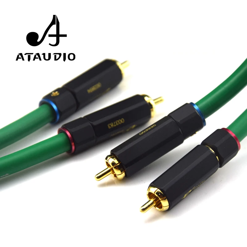 ATAUDIO 2328 Hifi 실버 도금 2RCA 케이블 고품질 6N OFC HIFI RCA 남성-남성 오디오 케이블