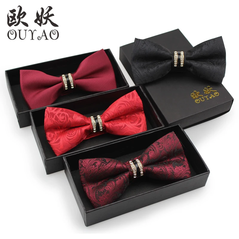 

New Free Shipping fashion casual Men's male High-end business wedding groom groomsman tie rose wine red jujube red bow Headdress