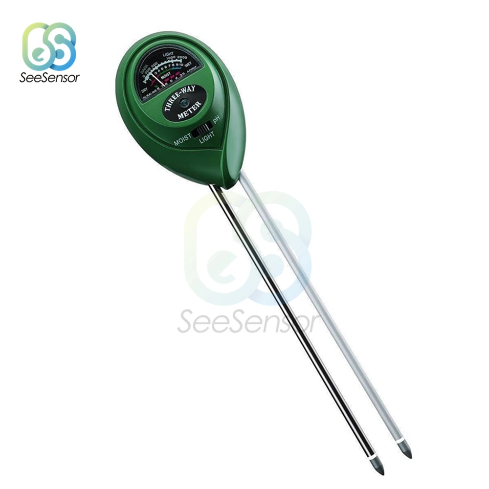 3 in 1 umidità dell'acqua del suolo PH Meter acidità umidità luce solare piante da giardino fiori umido Tester strumento di prova strumento